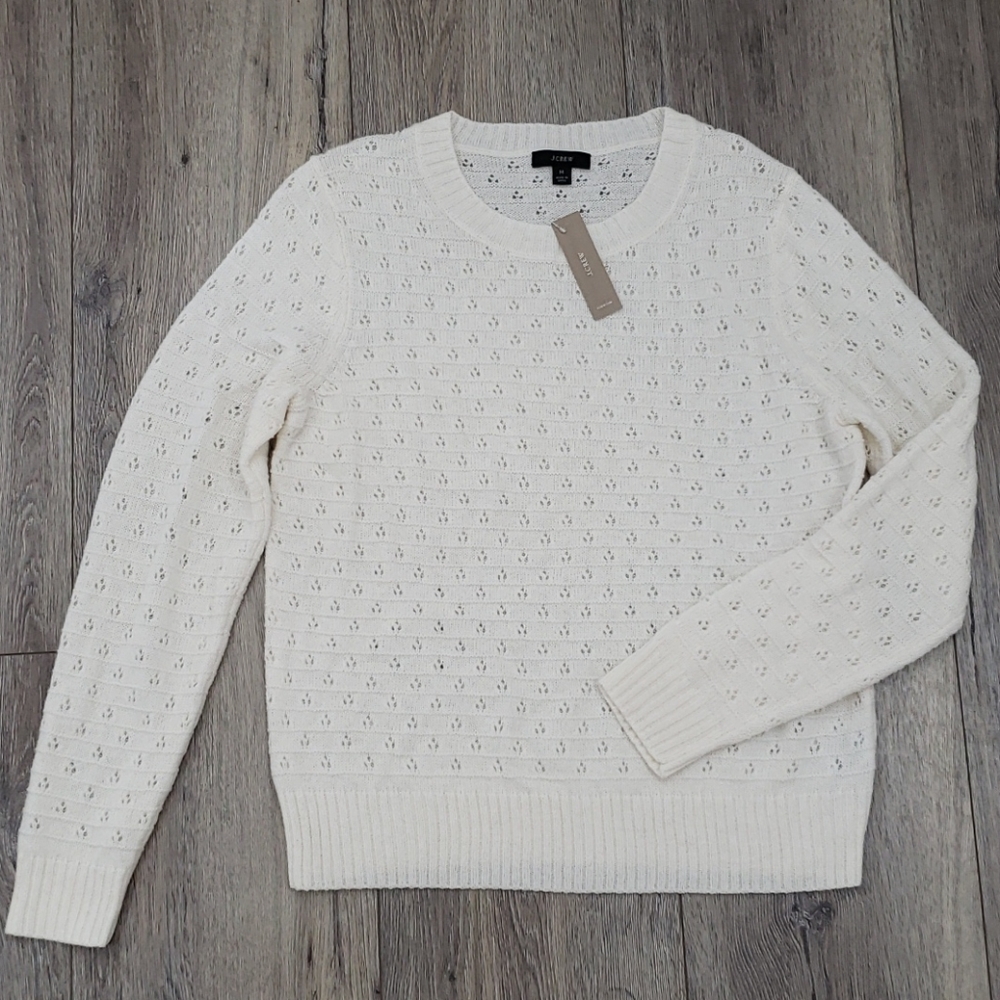 J. Crew Pointelle Crewneck Sweater NWT